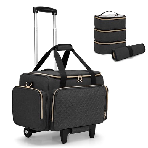 Trousse de maquillage à roulettes grand volume sac cosmétiques noir Luxja