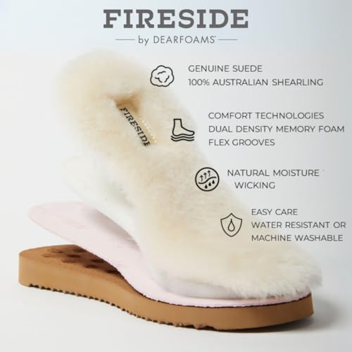 Image of Fireside by Dearfoams Women's Greta Genuine Shearling Clog Slippers, 100% Natural Suede Clogs for Outdoor & Indoor