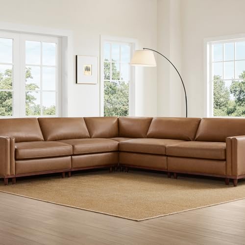 Image of CHITA 114 inch Super Large Sectional Modular Sofa, 5 Seat, Faux Leather, Camel