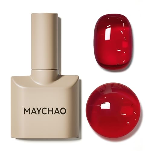 MAYCHAO 15ML Jelly Red Gel Nail Polish 1Pc Sheer Red Gel Polish S...