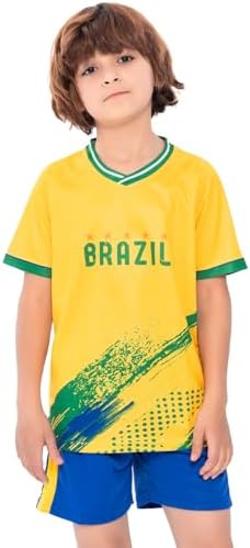 Criança-Unissex Camisa De Futebol Do Brasil E Meninas, Treino Juv...