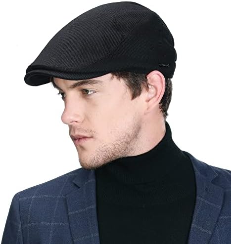 Jeff & Aimy Mens Flat Caps Wool Newsboy Cap Cabbie Gatsby Ivy Hat for Men Irish Winter Fall Golf Duckbill Driving Adjustable Fashion