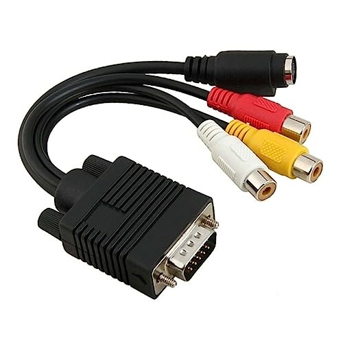 Tofficu Vga to 3 Rca Adapter Converter Cable Compatible Nv6 Series Vga to S-video Adapter for Computer Monitors and Home Av Systems