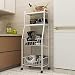 Kitchen Bakers Rack Rolling Cart, mikrofalówka Stand Metalowa rama, Utility Storage Shelf, Rolling Baker's Rack na przyprawy Naczynia Warzywa Owoce Toster do kuchenki mikrofalowej (kolor: biały) Ant