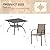 VICLLAX 5 Pieces Patio Outdoor Dining Set for 4, 38" Square Metal Dining Table with Umbrella Hole and 4 Stackable Textilene Chairs for Lawn, Garden, Porch, Black/Brown