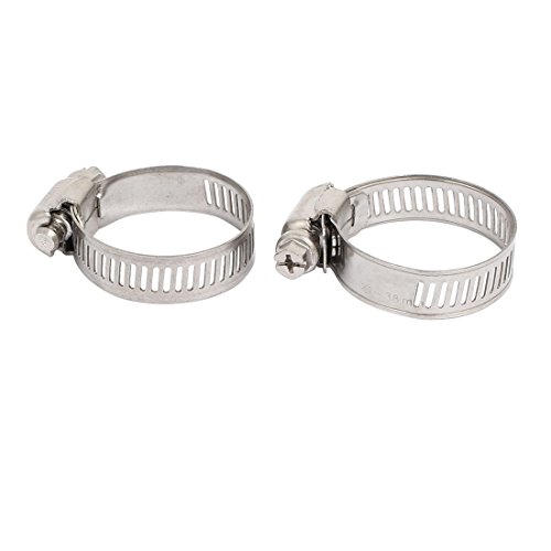 Aexit 21-38mm Range Clamps Adjustable Pipe Hose Clamp Hoops Fasteners Couplers Silver Strap Clamps Tone 2pcs