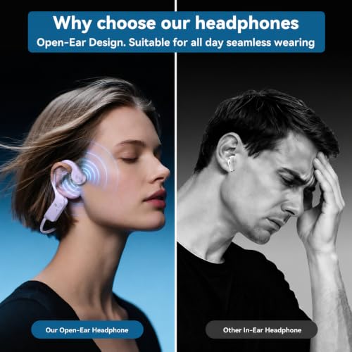 Image of Fanisic Bone Conduction Headphones, Bluetooth 6.0 Open Ear Headphones with Mic, Type-C Quick Charge, Long Battery Life, IPX5 Sweatproof, Lightweight Comfortable for Gym, Sports, and Driving(Purple)