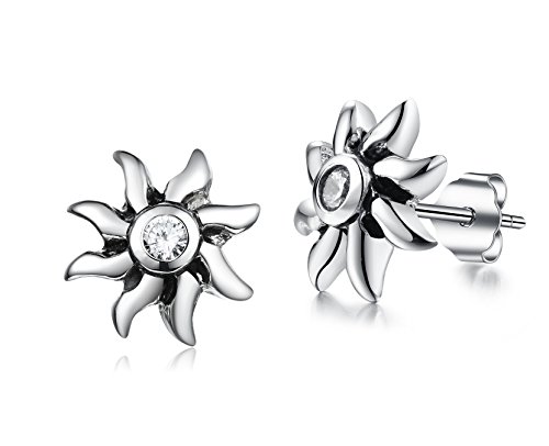 Happy Jewelry Brand New Lady's Beautiful Flower Titanium Stud Earrings, a Gift Box and a Nice Small Gift