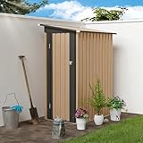 5x3 FT Metal Shed - Small Storage Shed with Pent Roof & Side Hinge Door | Galvanized Steel Shed for Patio Storage | Weatherproof Bike & Tool Storage, Black+Brown (M1)