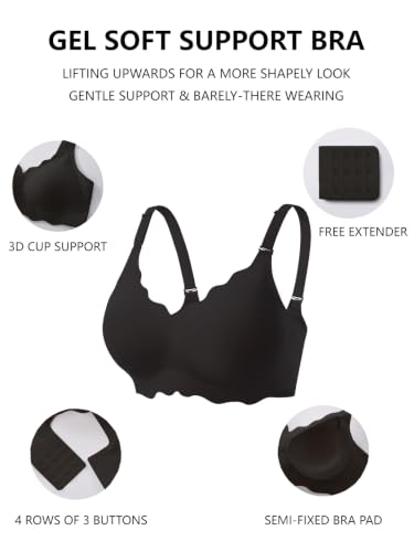Image of COCOMARTS Jelly Bras for Women No Underwire Scalloped Wireless Push Up Bra | Seamless Full Coverage Supportive Everyday Essentials Tshirt Bras, Soft Breathable Comfortable Bralettes