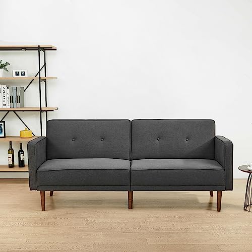 Artdeco Home Convertible Sofa Bed With 3 Level Of Adjustability 76" W Mid-Century Style Soft 100% Polyester Fabric Sleeper Sofa For Small Space Living Room And Apartment(Charcoal) #TOP10