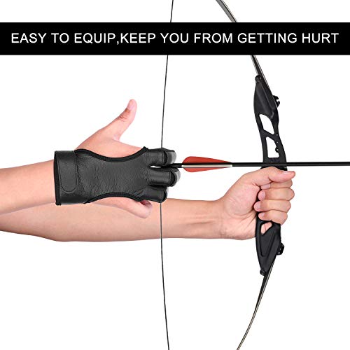 image for FitsT4 Sports FitsT4 Leather Archery Gloves Three Finger Hand Guard Pr