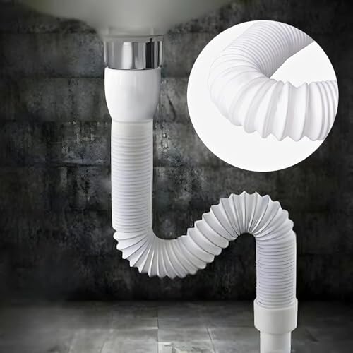 Image of G-Promise Sink Pipes for Kitchen & Wash Basin, 35 Inch Collapsible PVC Waste Pipe, White, Pack of 1