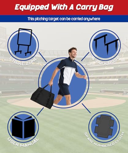 Image of Garbuildman Baseball Strike Zone Target for Plastic Balls, Portable Metal Frame Pitching & Hitting Training Tool for Outdoor