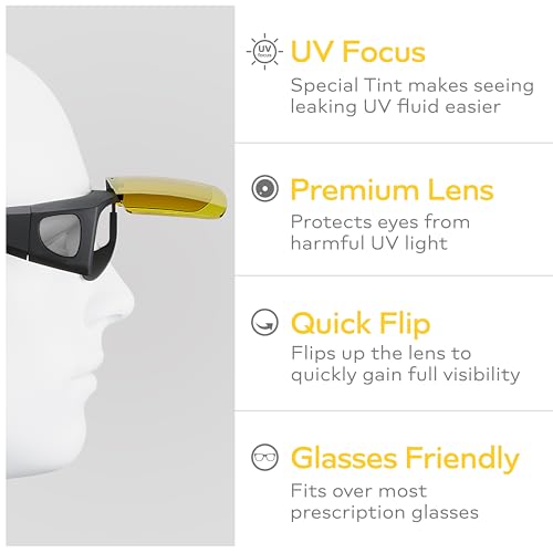 Image of AutoLine Pro UV KIT for Smoke Machine Leak Detection with Brightest & High Smoke Density UV Fluid, UV Premium Adjustable Goggle, and 395nm WAVELENGTH Ultraviolet UV Flashlight for EVAP Vacuum leaks