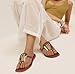 Wnshonzy Flip-Flops for Women Thong Sandals Flat Slip on Slides Leather Beach Comfort Open Square Toe Ladies Slipper Dressy Metal Hardware Decoration Summer Shoes Casual Fashion Brown