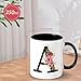 Imagen de Tarklanda Taza Personalizada Inicial Taza con Letra y Flores Taza de Cerámica 350ML Tazas Inicial Tazas de Café Negro Regalos Originales para Mujeres Regalos de Cumpleaños Navidad