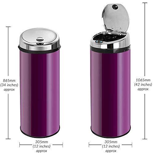 Inmotion 50L Stainless Steel Auto Automatic Sensor Kitchen Bin - Purple