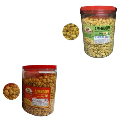 Combo Amendoim Frito - DOIS Sabores Favoritos em Potes de 1 Quilo - Sem pele cebola e salsa e Sem pe