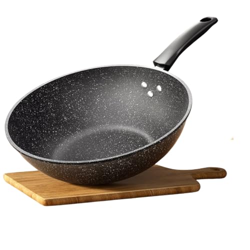 Amecke【天然麦?石素材】IH対応 通用 こげつかない 鍋調理器具/フライパン 燃氣ろ座電磁炉 深いまで熱伝導 焦げ付かないフライパン 5層コーティング 技あり生産中 家庭用 業務用 プロ仕様 (ブラック,30cm+シャベル)