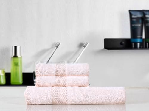 Image of 100% Natural Bamboo Towel 550 GSM 3 Pcs Towel Set (1 Bath75X150 +2 Hand 40x60) (Pearl Peach)