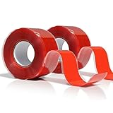 MEBMIK 2 Rolls 1IN X 10FT Grip Tape,Rubber Tape,Silicone Tape,Grip Tape for Handles,Self Fusing Silicone Tape,Grip Wrap,Handlebar Tape for Fishing Pole,Pull Up Bar,No Adhesive,Red