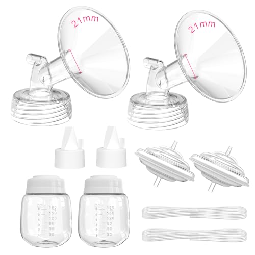 Image of Breast Pump Parts for Spectra S1/S2/9 Plus/Synergy Gold, Not Original Accessories, 21mm Set Spectra Replacements Pump Parts Include Flange/Duckbill Valve/Backflow Protector/Tubing/Bottles