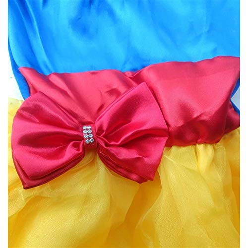 Fantasia Princesa Branca de Neve Infantil Com Laço Vermelho M 5-6
