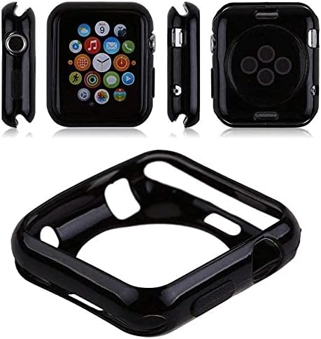 OJOS (TM) Apple Watch Case 42MM Series 3 / Series 2/ Series 1 Case, iWatch 3 Super Thin Transparent Soft TPU Protective Bumper Cover Case for Apple Watch Series 3 and Series 2 42mm TPU Black