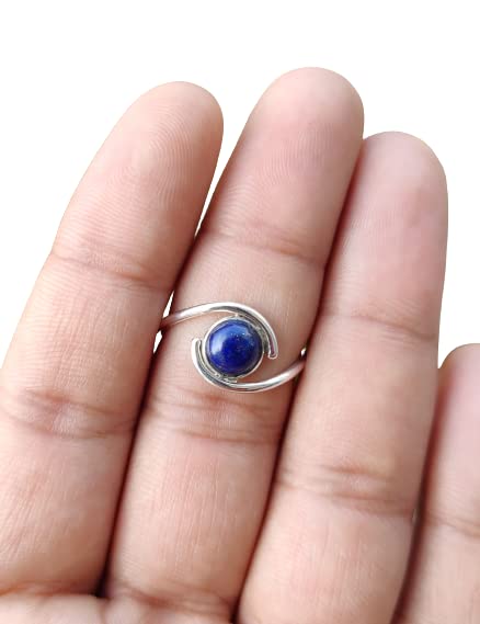 Bague en argent avec pierres précieuses de lapis-lazuli naturel Cadeau de bague de créateur de contournement fait à la main en argent sterling pour elle,...