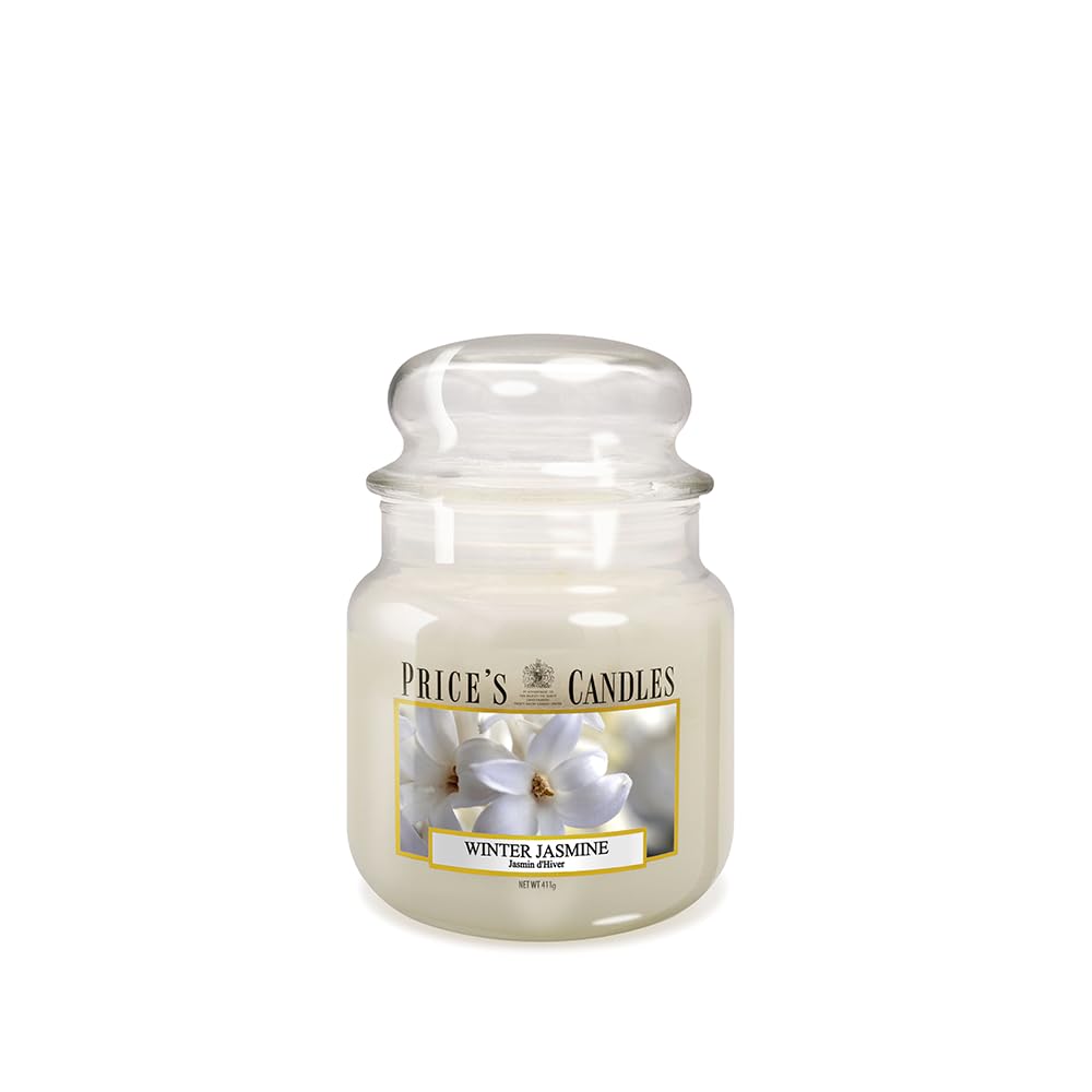 Price's Candles Medium Jar Winter Jasmine Scented Candle Long Burning Fragrance Candle in Glass Jar for Home Décor Relaxation and Everyday Use
