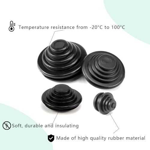 LPZMPZ 60 Stück Kabeldurchführung Wasserdicht Kabeltüllen Gummitüllen für Kabel 10 mm/20 mm/25 mm/30 mm Gummi Tower, für Kabel, Draht, Stecker, Elektrogeräte (Schwarz)