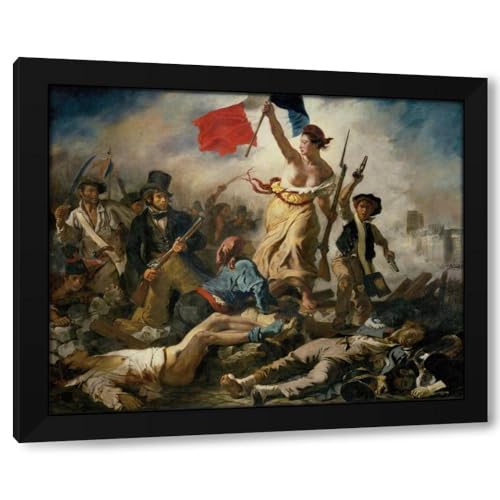 Eugène Delacroix 18x15 Black Modern Framed Art Print Titled: Liberty