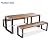 Outdoor Dining Set - Patio All Weather Wooden Conversation Set with 1 Table and 2 Benches, Unique Top Texture Design, Acacia Wood Top and Steel Frame, Ideal for Garden Poolside & Indoor Use, Natural