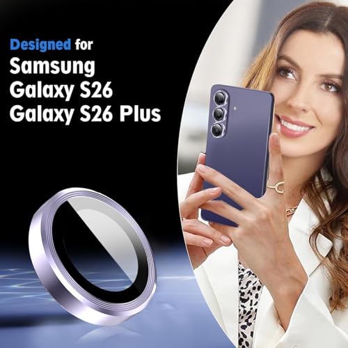 Image of Skinomi Camera Lens Protector Compatible for Samsung Galaxy S26 /S26 Plus [Anti-Scratch] Premium Tempered Glass Film Aluminum Alloy Lens Ring Cover- purple Titanium