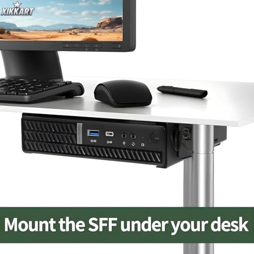 Image of XIKKART Universal Tiny Desktop PC Stand | 18x17.5x3.8CM Compact CPU Holder for Monitors | Under Desk and Wall Mounting Bracket Metal Frame Computer Cabinet Stand for Tabletop, Home, Office, Study Use