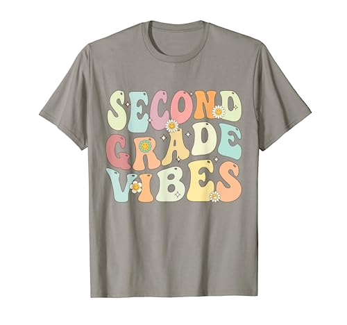 Groovy Secondo Grado Vibes Retro Back To School Insegnanti Bambini Maglietta
