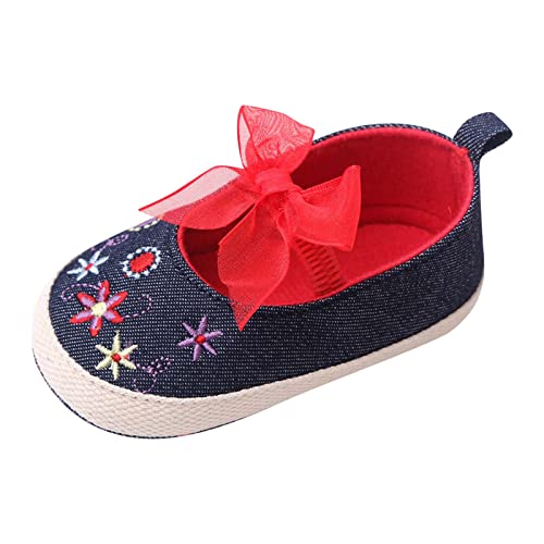Summer Children Infant Walking Shoes Girls Sports Shoes Flat Bottom Non Slip Lightweight Slip Girls Dress Shoes Glitter (Red, 4 Infant)