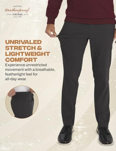 Image of Weatherproof Vintage Casual Hiking Pants for Men - Lightweight Stretch Travel Mens Work Pants with Utility Cargo Pocket