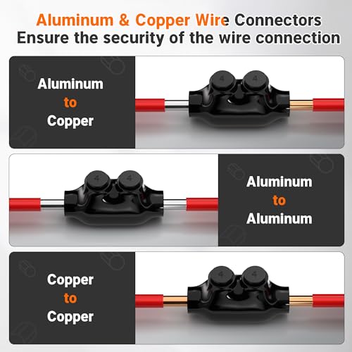 joinfworld 2 port inline splice connector 4-14 awg aluminum to copper wire connectors insulated wire connectors ul listed wire cable connectors with 53234 slotted allen hex - 6 pack