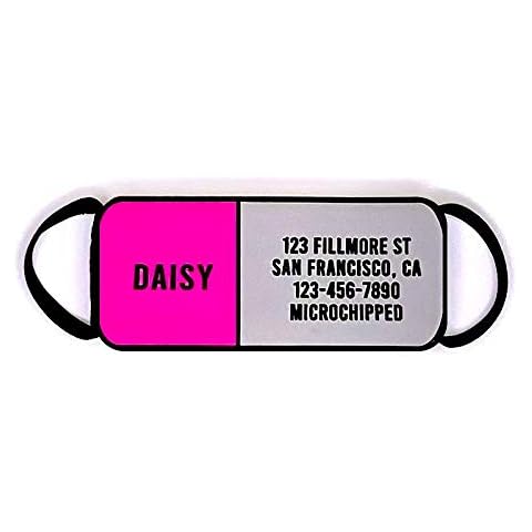 LYP Soundless Slide-On Collar Dog ID Tag - Deep Engraved Silicone – Engraving Will Last - Pet ID Tags, Dog Tags, Cat Tags (Hot Pink, Large) Cover