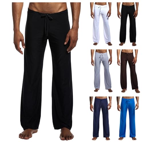 evzosrz Men Soft Ice Silk Lounge Long Yoga Pants PJs Drawstring Elastic Waist Sexy Low Rise Elastic Sleep Bottoms Trouser2