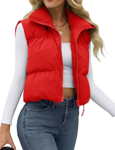 JZC Women's Crop Puffer Vest Lightweight Sleeveless Jacket 2025 Fashion Winter Outerwear Padded Gilet4