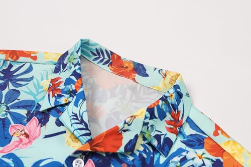 Image of Cromoncent Matching Hawaiian Outfits for Family, Dad and Son Matching Luau Beach Tropical Shirts Mommy Daughter Tropical Sets