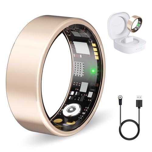 Smart Ring for Women Men Fitness Ring with Heart Rate, Blood Oxygen, Blood Pressure, sleep tracker, Step tracker, IP68 Waterproof health ring for iOS & Android,No Subscription Fee (Rose Gold, 8#)