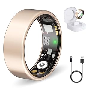 Smart Ring for Women Men Fitness Ring with Heart Rate, Blood Oxygen, Blood Pressure, sleep tracker, Step tracker, IP68 Waterproof health ring for iOS & Android,No Subscription Fee (Rose Gold, 8#)