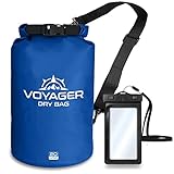 EcoGear FX Waterproof Dry Bag - Voyager Series Durable Roll Top Compression Bag for Kayaking, Rafting, Boating, Fishing and Camping - Phone Case Included - 10L