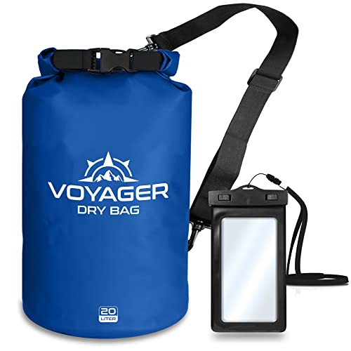 EcoGear FX Waterproof Dry Bag - Voyager Series Durable Roll Top Compression Bag for Kayaking, Rafting, Boating, Fishing and Camping - Phone Case Included - 10L