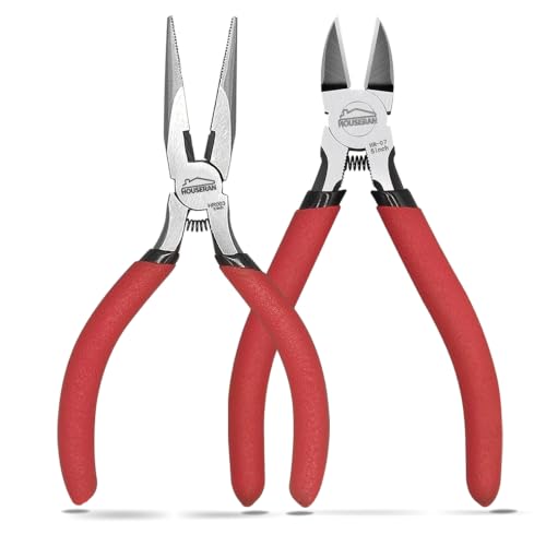 Image of 2pc Mini Wire Cutters & Needle Nose Pliers Set for 3D Print | 2pc Wire Snips, Micro Flush Cutter, Zip Tie Cutter, Precision Sprue Nipper, Craft Hobby Modeling Tool Kit (5 Inch)