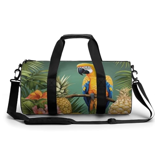 Travel Gym Duffle Bag, Summer Parrot Pineapple Bird Print Duffle Bags,womens Mens Gym Bag,gym Bags,gym Bag with Shoe Compartment